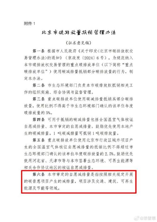 标题：北京碳排放配额有偿发放征求意见